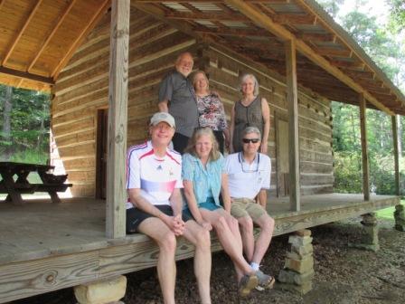 Bill Hogan, Judy Rye Badger, Nelle Peck (back), Jim Hogan, Melissa Kent, Richard Hogan (front) at The Hogan House at Tannehill State Park